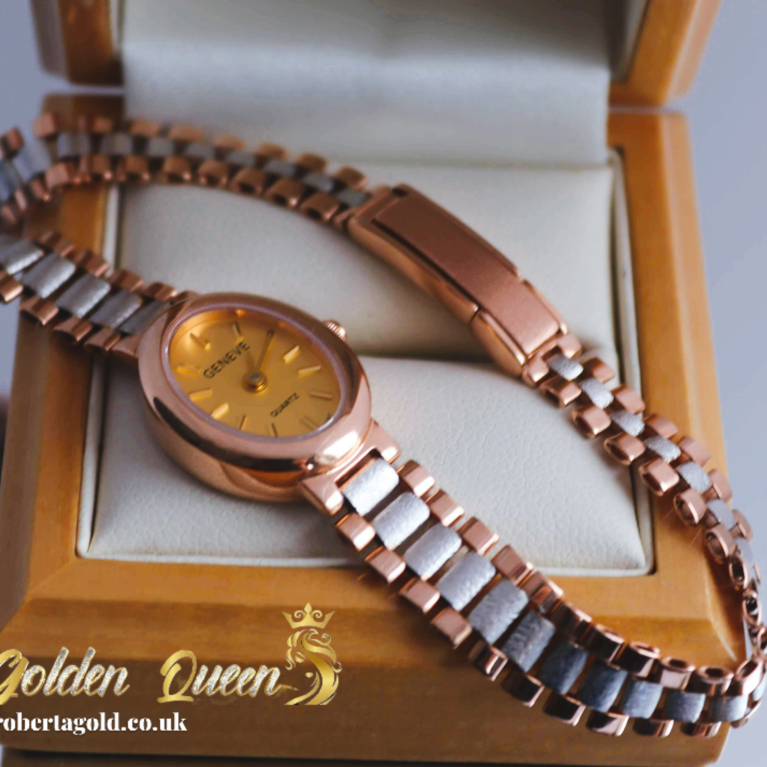 Water resistant gold watch
