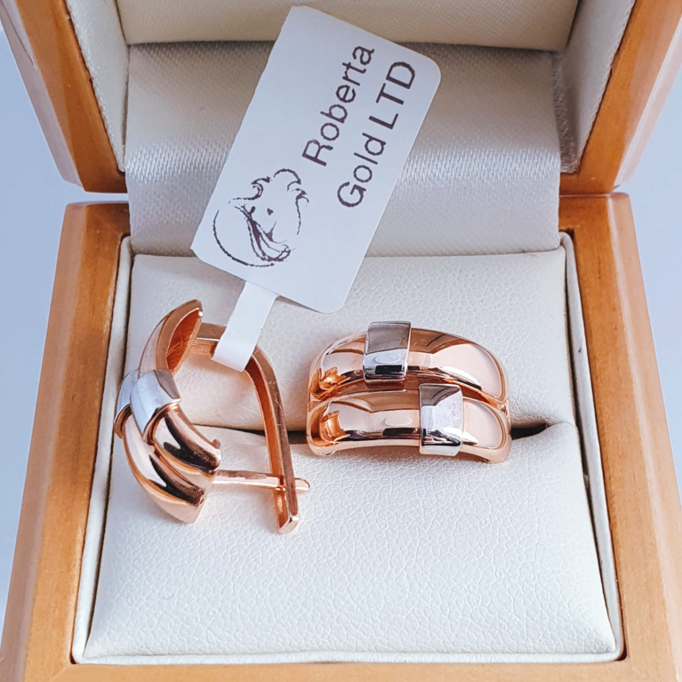 Golden earrings some covered with white gold