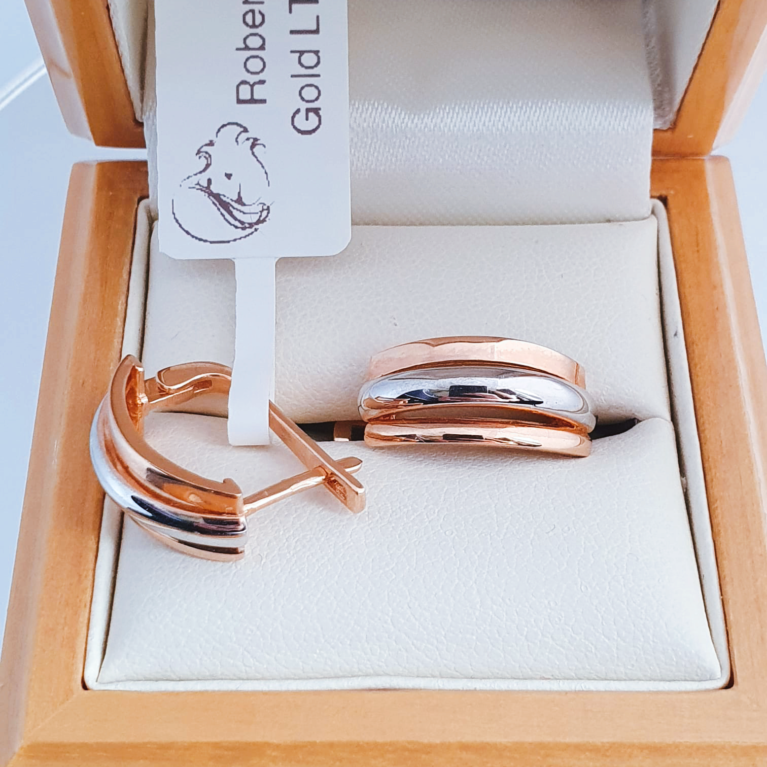 Golden earrings some covered with white gold