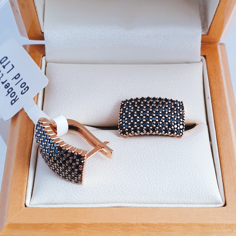 Earrings with black zirconia