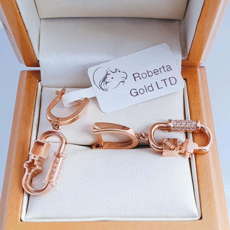 LV sign Golden earrings with zirconia