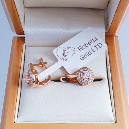 Golden earrings with zirconia