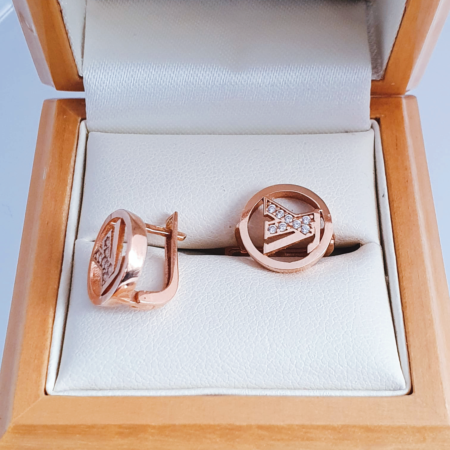 LV sign earrings pair with white zirconia