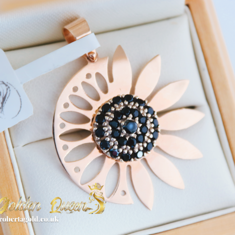 Sun pendant with black zirconia