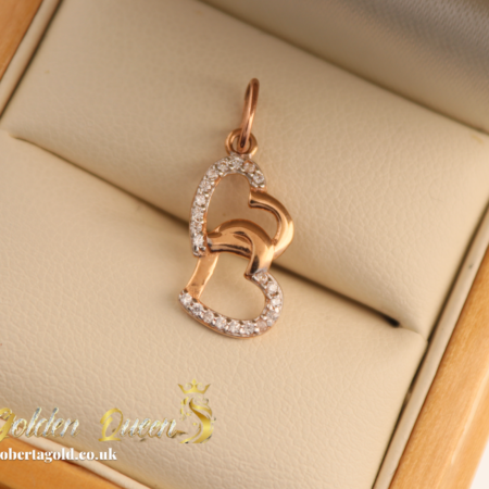 Double heart pedant with zirconia